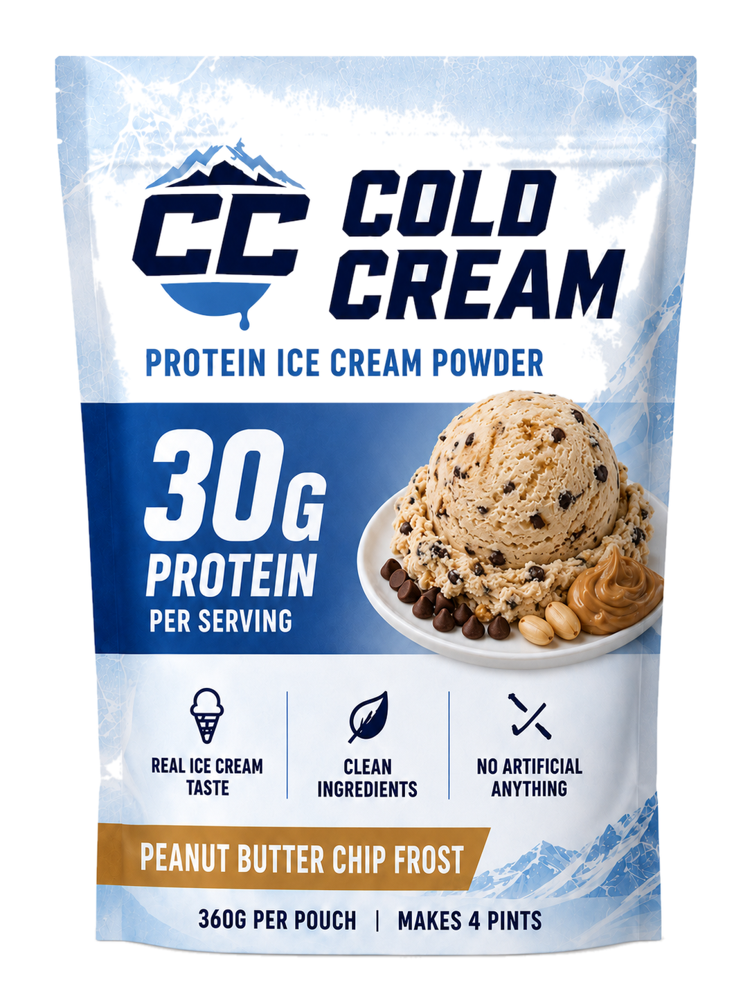 Cold Cream Peanut Butter Chip Frost protein ice cream powder bag